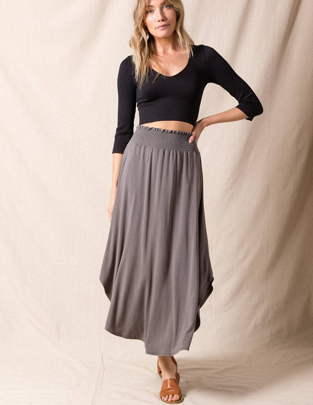 Bamboo Tulip Skirt - Grey - Large Only