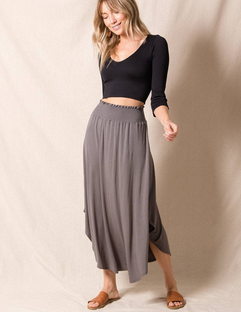 Bamboo Tulip Skirt - Grey - Large Only