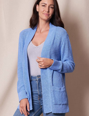 Bella All Cotton Cardigan - Blue Only