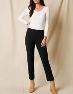 Bamboo / Organic Cotton Flat Waist Ankle Pants - Black