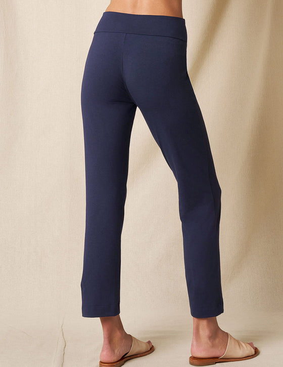 Bamboo / Organic Cotton Flat Waist Ankle Pants - Navy