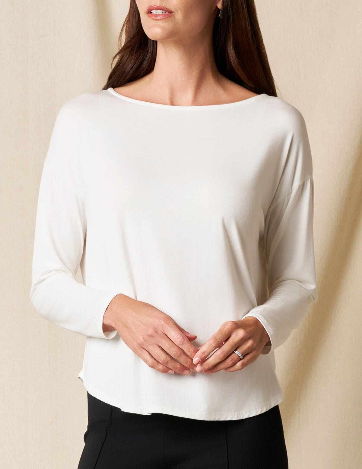 Bamboo Dolman Long Sleeve Tee - Soft White - Small and XL Only