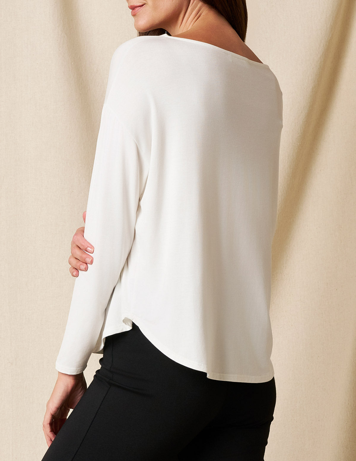 Bamboo Dolman Long Sleeve Tee - Soft White - Small and XL Only