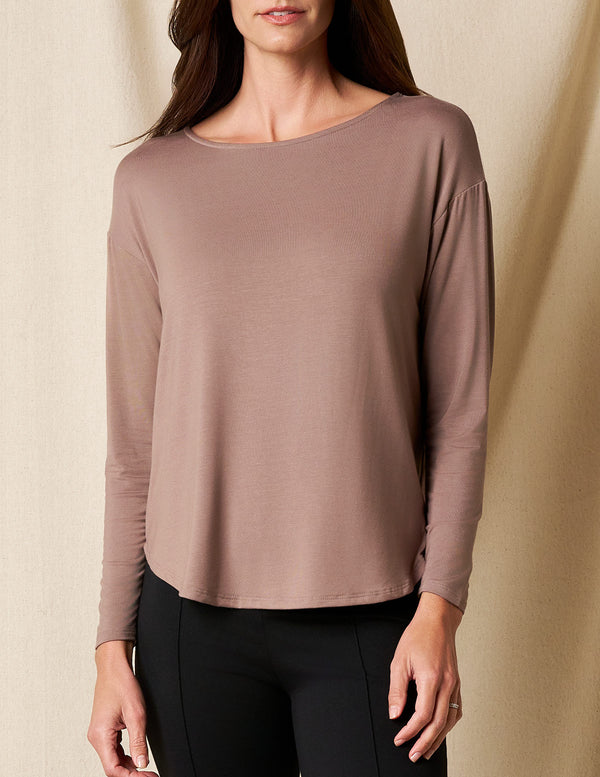 Bamboo Dolman Long Sleeve Tee - Mocha — Sivana