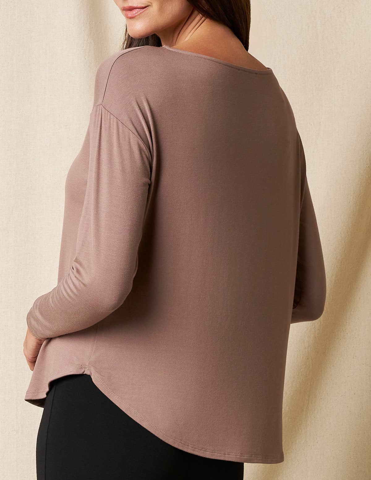 Bamboo Dolman Long Sleeve Tee - Mocha - XL and 2XS Only