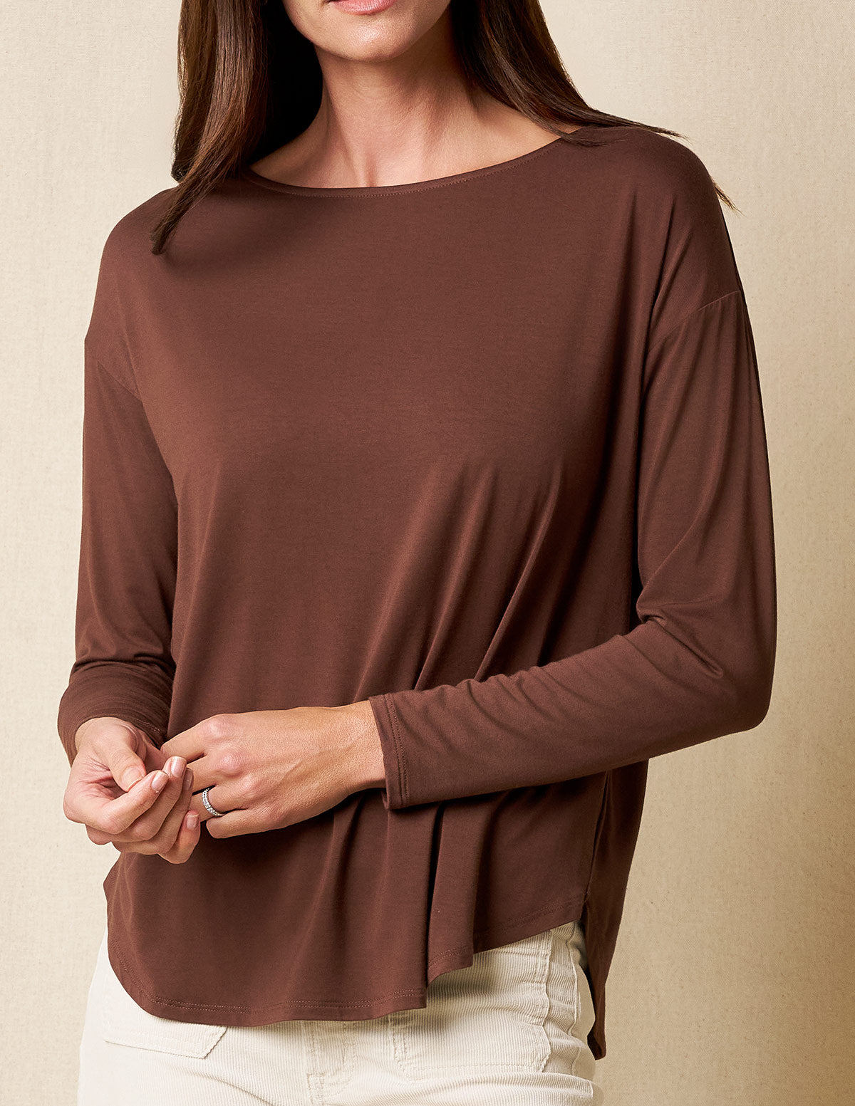 Bamboo Dolman Long Sleeve Tee - Cocoa - XL and 2XL Only