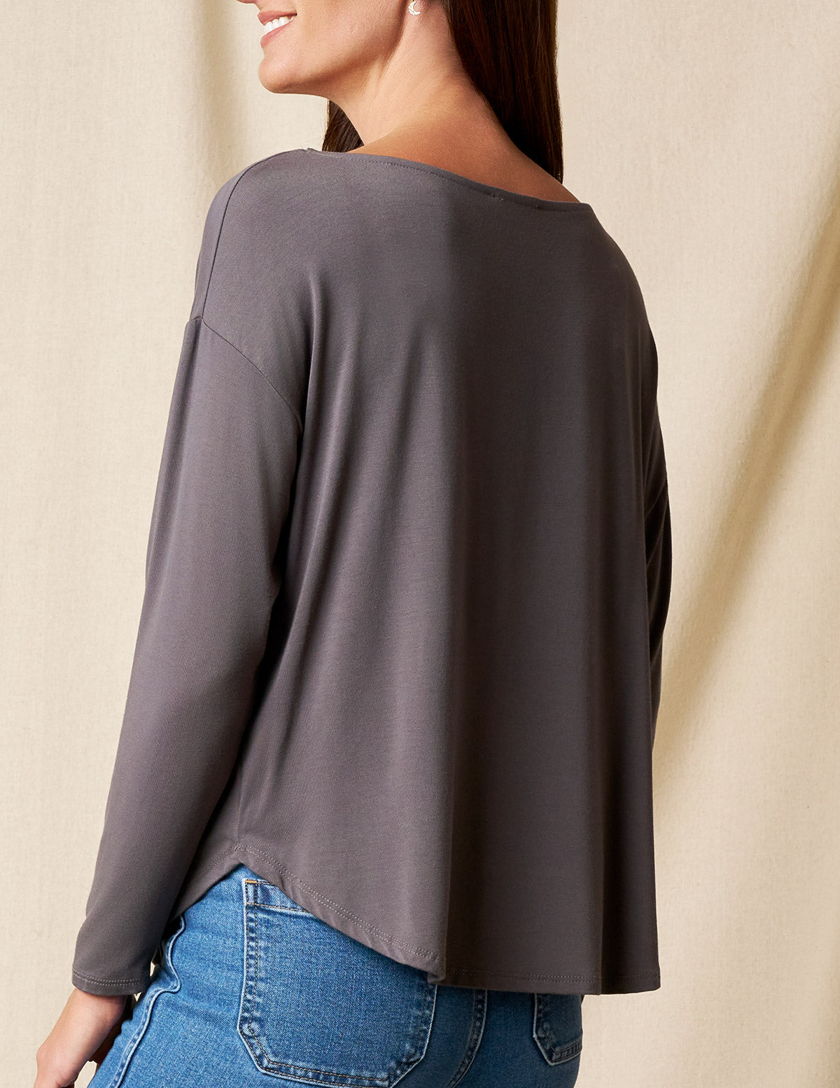 Bamboo Dolman Long Sleeve Tee - Grey