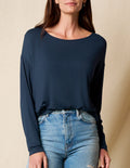 Bamboo Dolman Long Sleeve Tee - Navy