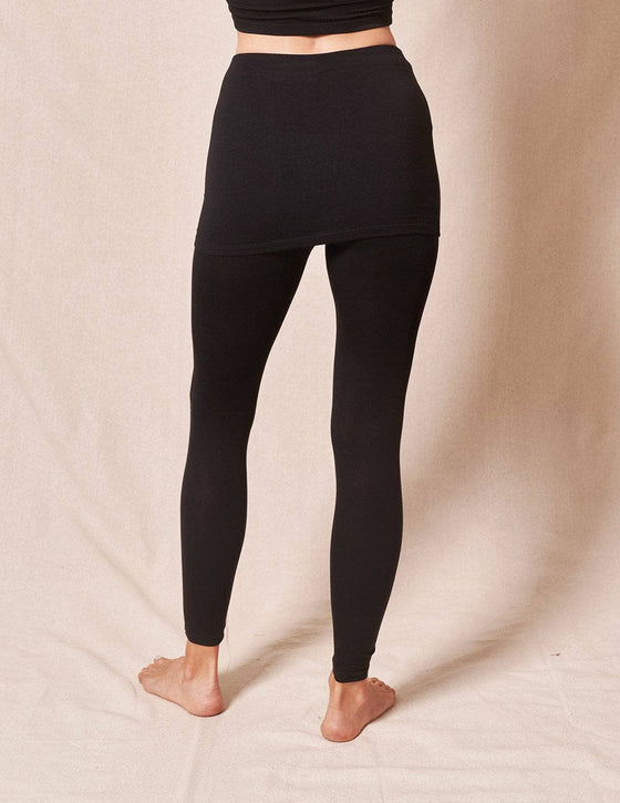 Bamboo Leggings with Skirt - Black
