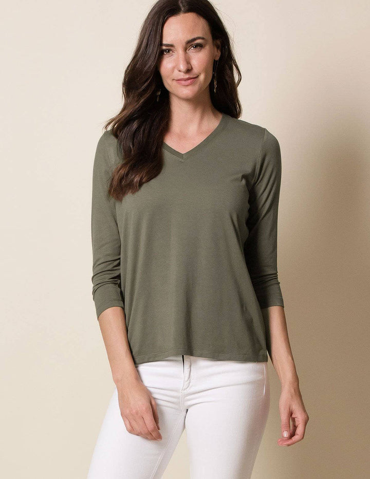 Solid Organic Cotton 3/4 Sleeve Top