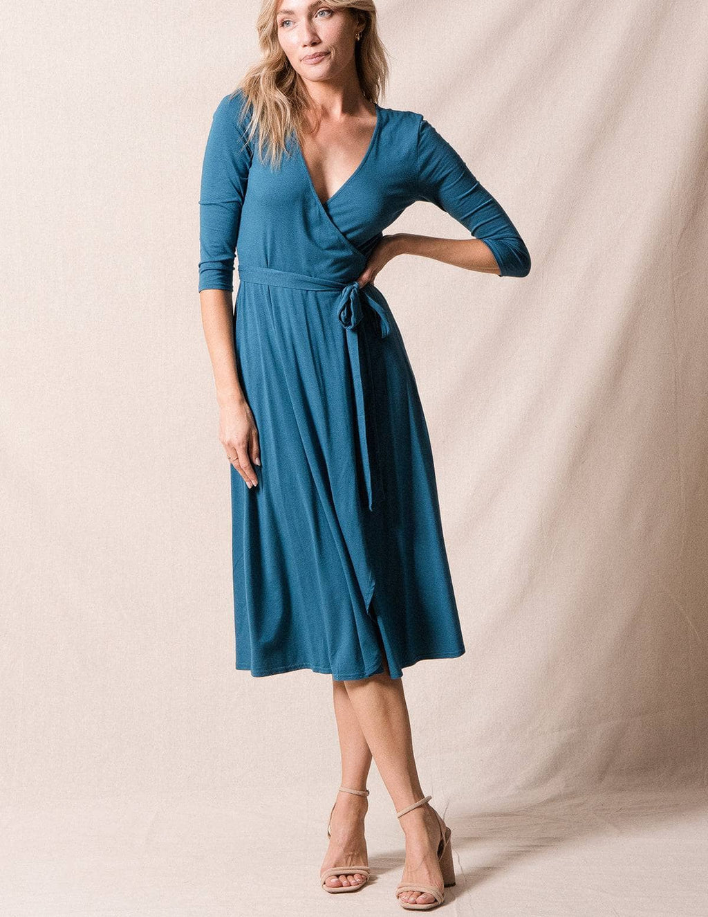 Bamboo / Organic Cotton Wrap Dress - Pacific - Large and XL Only — Sivana