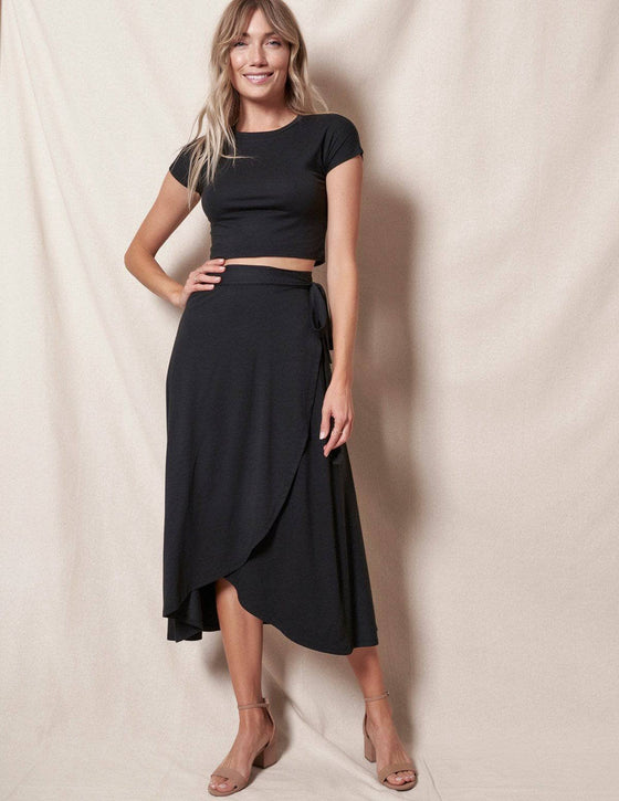 Bamboo Organic Cotton Wrap Skirt Black1
