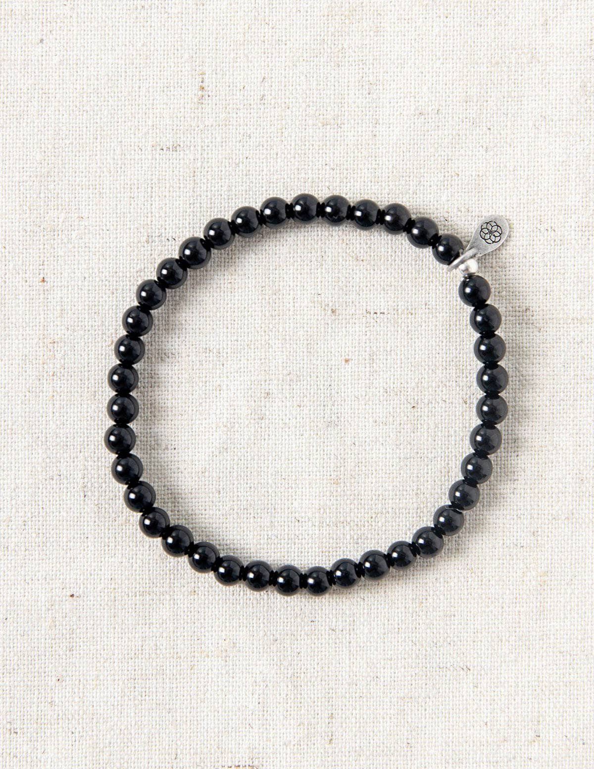 Safari Beads | 3 Styles | Gemstone Beaded Bracelet | 8mm | Women Black with White Stripes