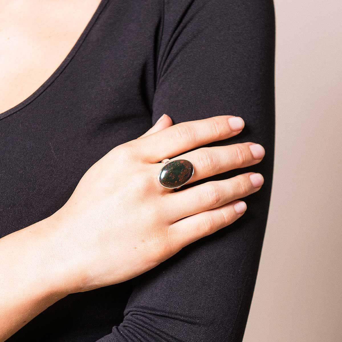 sivana bloodstone gemstone ring adjustable