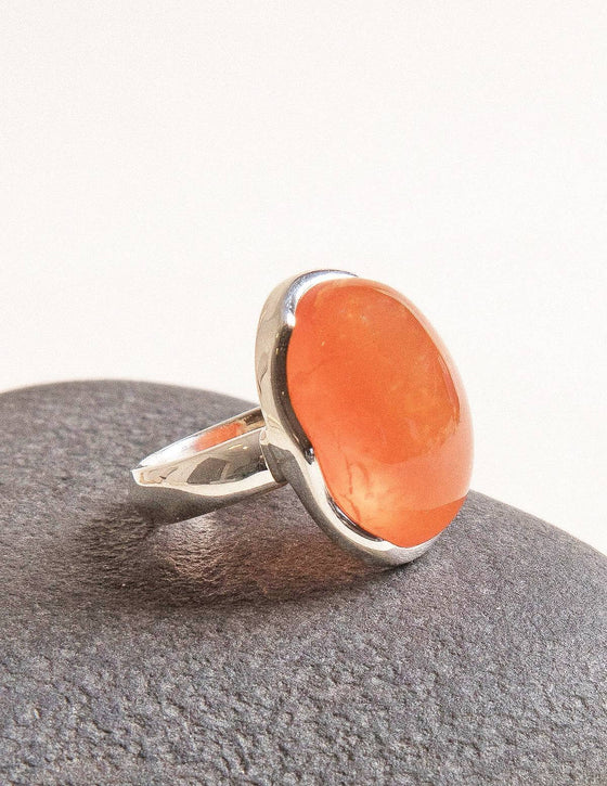 Orange Cream Coral Navajo Ring Sterling Silver size 7 - Yourgreatfinds