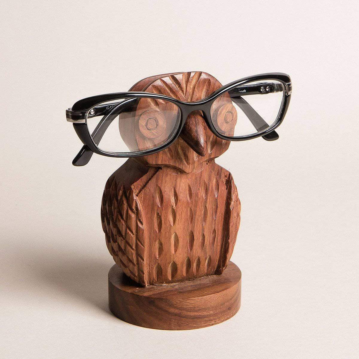 Carved Owl Eyeglass Holder