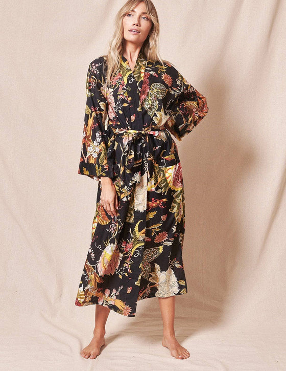 Fair Trade Kimono Robe - Black — Sivana