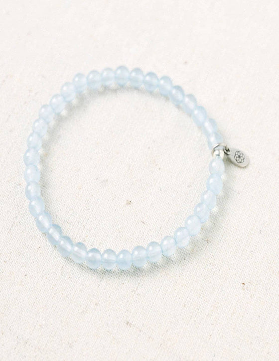 Blue Jade Crystal Bracelet - Barrel Bead, Leather Cord - Handmade Jewelry, Healing Crystal Bracelet, E2073, A