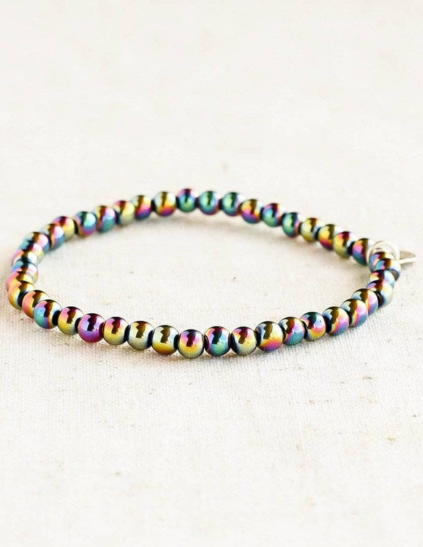 Magnetic Aurora Borealis Rainbow Hematite Stretch Beaded Bracelet Pain  Relief | eBay
